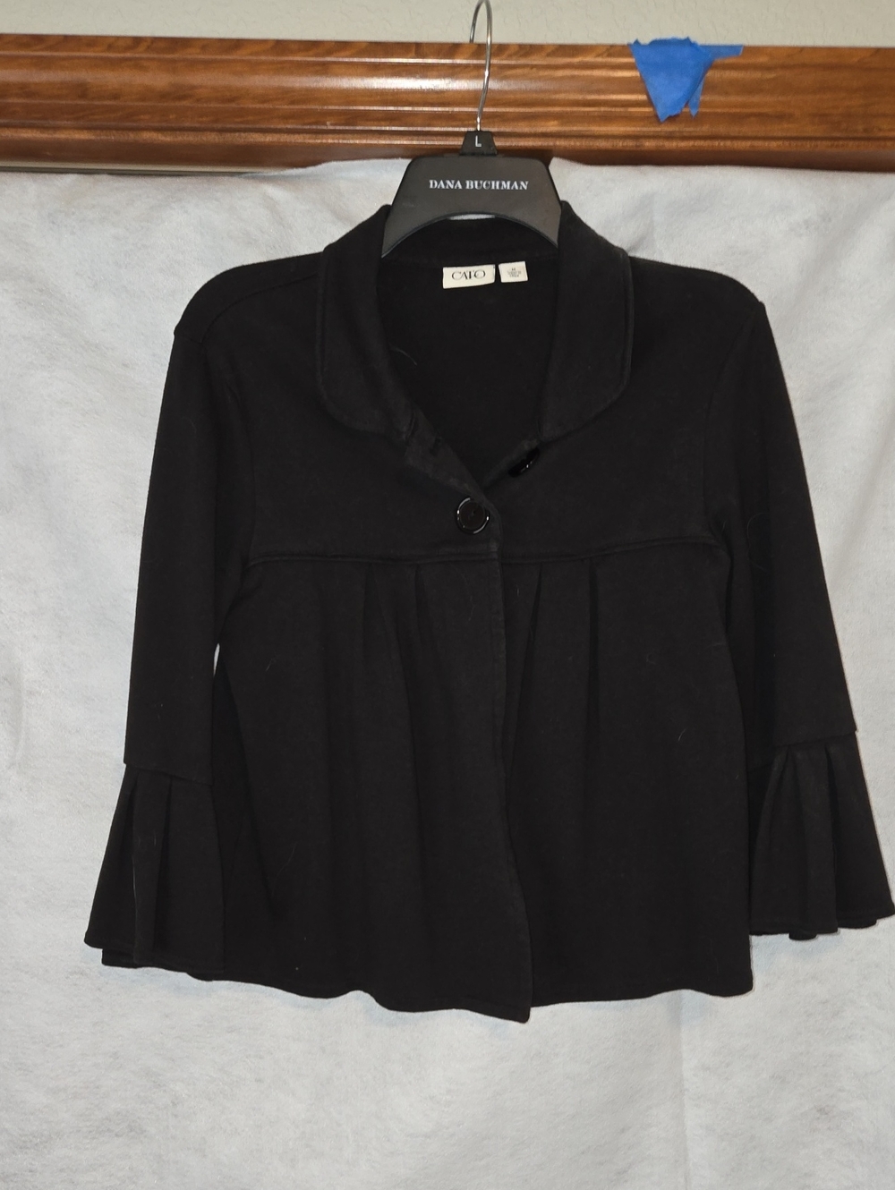 Cato Black Ruffled Sleeve Single-Button Jacket